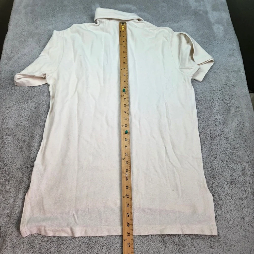 Polo Ralph Lauren Polo Shirt Mens Sz L Vintage Made in USA Pique Cotton Cream